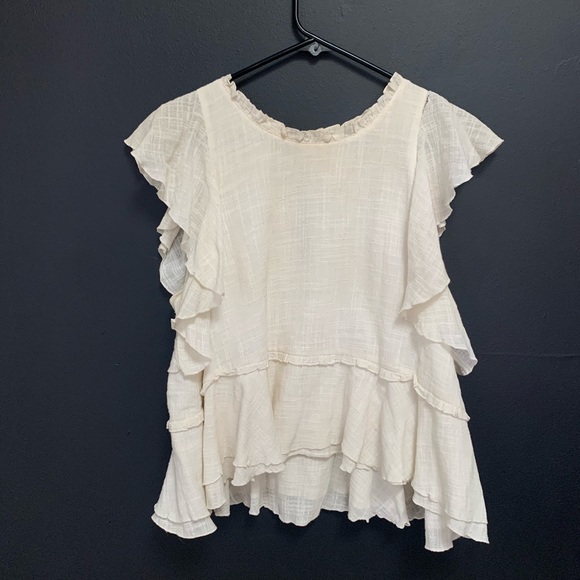 Anthropologie Tops - Flouncy White Anthropologie Tank